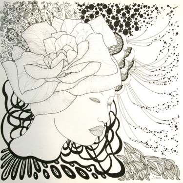 "Rose" başlıklı Resim Sylvie Talon tarafından, Orijinal sanat, Mürekkep