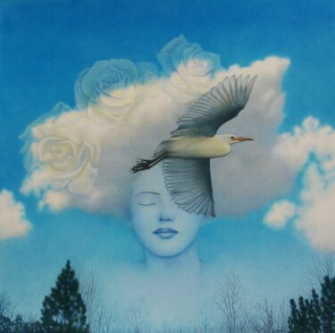 Rysunek zatytułowany „Embellie bleue” autorstwa Sylvie Talon, Oryginalna praca, Ołówek