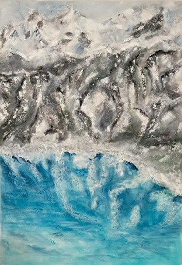 Peinture intitulée "Glacier Perou n°1" par Sylvie Vedel, Œuvre d'art originale, Huile Monté sur Châssis en bois