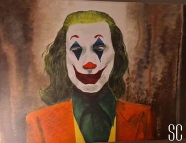 Painting titled "Le joker" by Sc, Original Artwork, Acrylic Mounted on Wood Stretcher frame