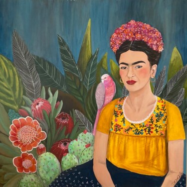 Peinture intitulée "frida à la casa azul" par Sylvie Demers, Œuvre d'art originale, Acrylique Monté sur Châssis en bois