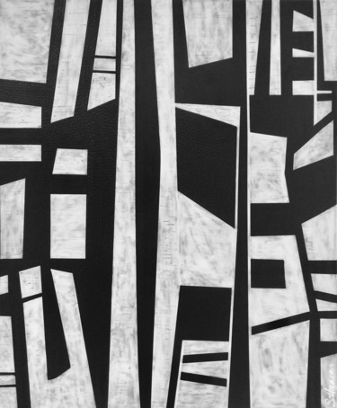 Peinture intitulée "Black and white abs…" par Sylvie Hamou, Œuvre d'art originale, Acrylique