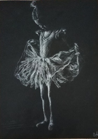 Dessin intitulée "Petite ballerine" par Sylvie Lescan, Œuvre d'art originale, Crayon