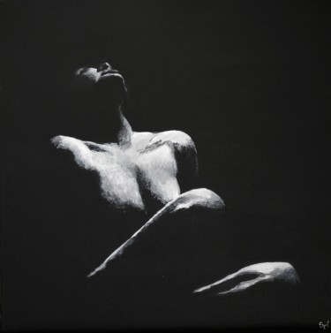 제목이 "Rêverie d'une nuit"인 미술작품 Sylvie Lescan로, 원작, 아크릴 나무 들것 프레임에 장착됨