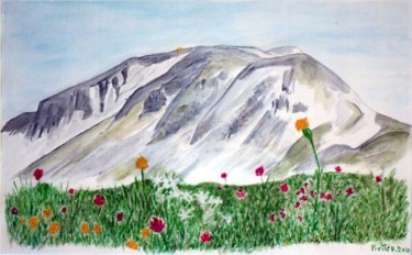 Painting titled "Cime de l'Aspre" by Sylvie Prette, Original Artwork, Watercolor