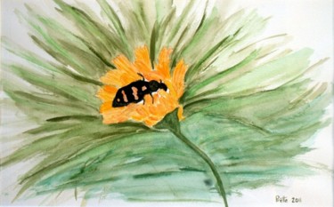 Pintura intitulada "Fleur-nourriture" por Sylvie Prette, Obras de arte originais, Aquarela