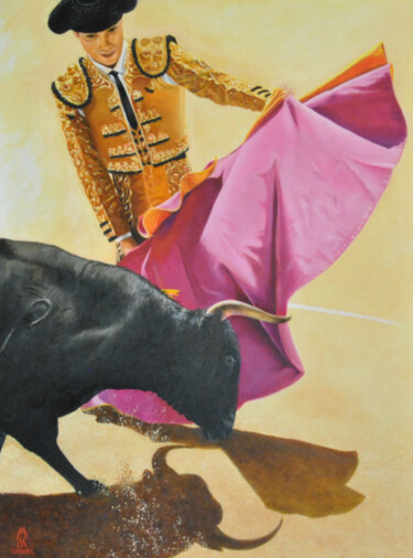 Pittura intitolato "Corrida" da Sylvie Roussel Méric, Opera d'arte originale, Olio