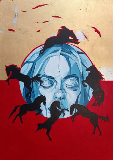 Pintura titulada "Galloping thoughts" por Sylwia Wenska, Obra de arte original, Acrílico Montado en Bastidor de camilla de m…