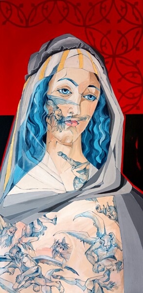 Painting titled "Maria Salutaris" by Sylwia Wenska, Original Artwork, Acrylic Mounted on Wood Stretcher frame