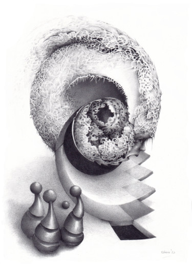 Dibujo titulada "The Seer" por Symona Colina, Obra de arte original, Lápiz