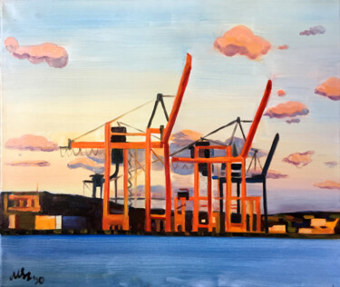 「Port - Crane6」というタイトルの絵画 Szabrina Maharitaによって, オリジナルのアートワーク, オイル