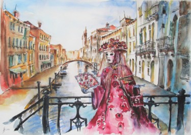 Картина под названием "Venice carnival" - Zsolt Székelyhidi, Подлинное произведение искусства, Акварель