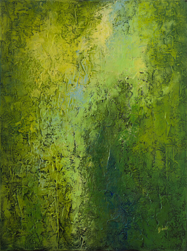 Painting titled "Green texture" by Szilvia Banki, Original Artwork, Acrylic