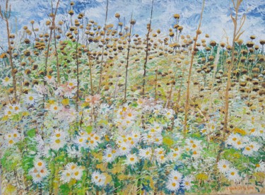 Painting titled "Wild Flowers and Li…" by Tomislav Ivanišin, Original Artwork, Oil Mounted on Other rigid panel