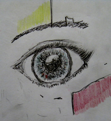 Tekening getiteld "green eye" door Tom Schrijver, Origineel Kunstwerk, Anders