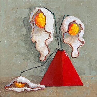 "Egg flowers in red…" başlıklı Tablo Ta Byrne tarafından, Orijinal sanat, Petrol