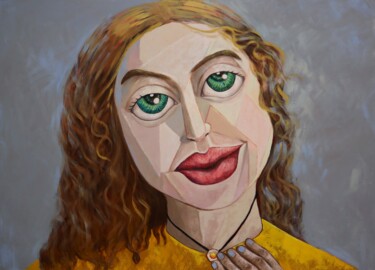 Peinture intitulée "Girl with a Necklace" par Ta Byrne, Œuvre d'art originale, Huile