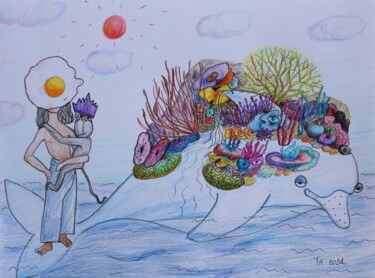 Peinture intitulée "Sabo & Babu on the…" par Ta Byrne, Œuvre d'art originale, Crayon