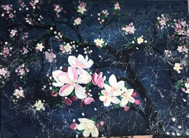 Painting titled "Apfelblüten" by Tabea Schibler (TaBeArt), Original Artwork, Acrylic Mounted on Wood Stretcher frame