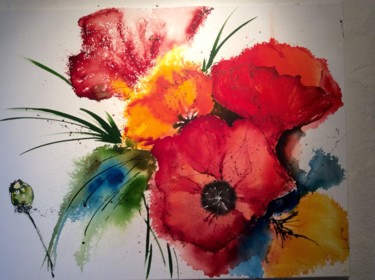 Painting titled "bunter Mohn" by Tabea Schibler (TaBeArt), Original Artwork, Acrylic