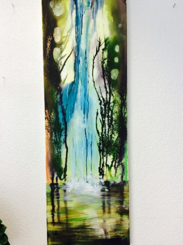 Painting titled "Wasserfall" by Tabea Schibler (TaBeArt), Original Artwork, Acrylic Mounted on Wood Stretcher frame