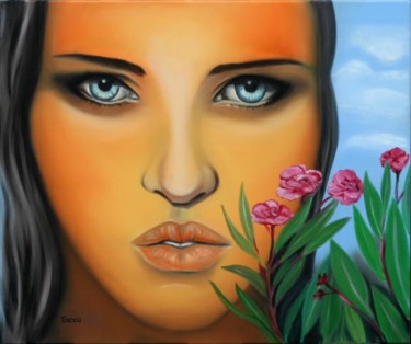 Painting titled "Blue eyes" by Tacco, Original Artwork, Oil