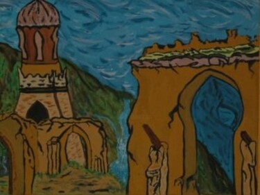 Painting titled "Ruines" by Tahar Zouhani, Original Artwork