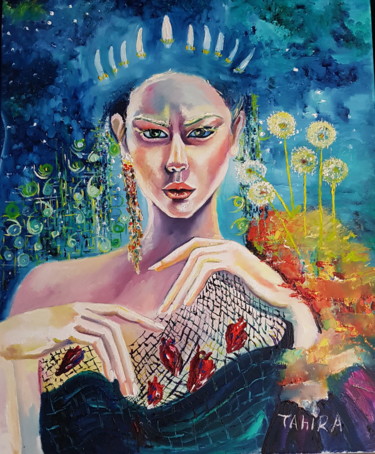 Pintura intitulada "Cœur pris dans des…" por Tahira Quliyeva, Obras de arte originais, Óleo