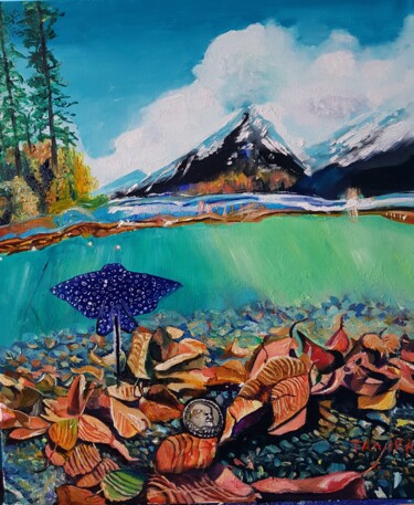 Malarstwo zatytułowany „rivière qui coule” autorstwa Tahira Quliyeva, Oryginalna praca, Olej Zamontowany na Drewniana rama n…