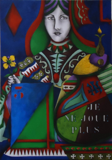 Malerei mit dem Titel "Reine hors-jeu" von Edith Taioni, Original-Kunstwerk, Acryl