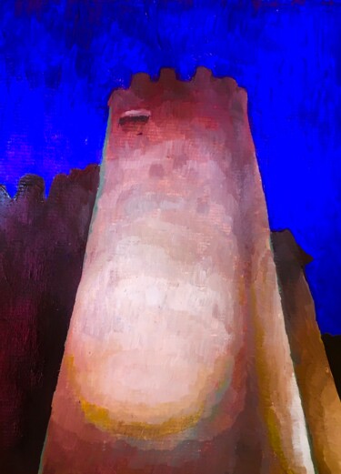 Painting titled "Telavi tower" by Tair Tabiyev, Original Artwork, Acrylic