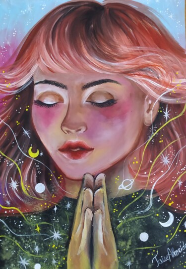 Painting titled "Meditação" by Taise De Almeida, Original Artwork, Acrylic