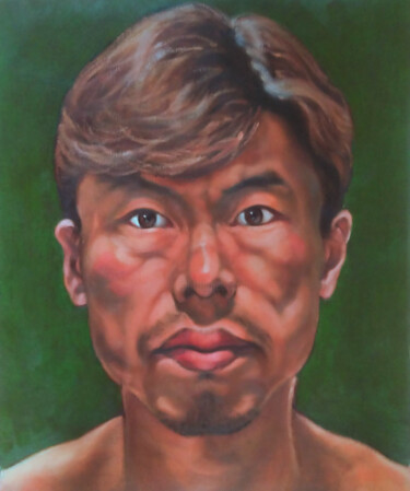 Painting titled "A painter" by Takuart, Original Artwork, Oil Mounted on Wood Stretcher frame