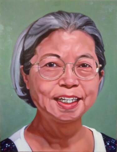 Painting titled "Portrait of M" by Takuart, Original Artwork, Oil Mounted on Wood Stretcher frame