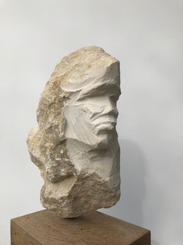 Sculptuur getiteld "Portrait M" door Philippe Tallis, Origineel Kunstwerk, Steen