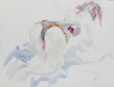 Painting titled "Là bas" by Philippe Tallis, Original Artwork, Watercolor