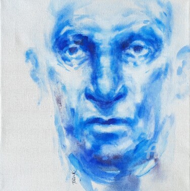 Ζωγραφική με τίτλο "FACE 8" από Taloc.K., Αυθεντικά έργα τέχνης, Μελάνι Τοποθετήθηκε στο Ξύλινο φορείο σκελετό