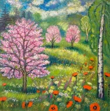 제목이 "Blütezeit"인 미술작품 Tamara Michel로, 원작, 기름 나무 들것 프레임에 장착됨