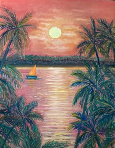 Painting titled "Insel" by Tamara Michel, Original Artwork, Oil