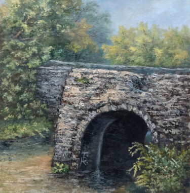 Painting titled "Old bridge" by Tamara Rozinskay, Original Artwork, Oil