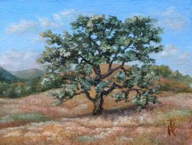 Painting titled "Oak on Golden hills" by Tamara Rozinskay, Original Artwork, Oil