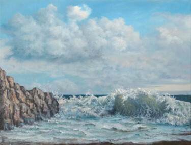 Ζωγραφική με τίτλο "Dream of a wave" από Tamara Rozinskay, Αυθεντικά έργα τέχνης, Λάδι Τοποθετήθηκε στο Ξύλινο φορείο σκελετό