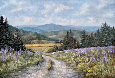 Painting titled "Mountain trail" by Tamara Rozinskay, Original Artwork, Oil