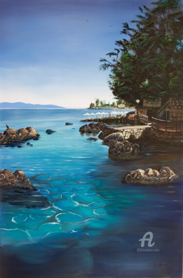 Painting titled "Lungo Mare" by Tamas Herczeg, Original Artwork, Oil