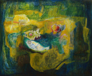 Картина под названием "Couple de poissons" - Thu Huong Ta Thi (TaNguyen), Подлинное произведение искусства, Масло