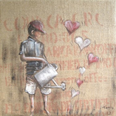 Schilderij getiteld "Cultiver l'amour" door Tania Ohse, Origineel Kunstwerk, Acryl