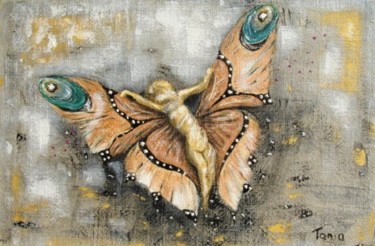 Malerei mit dem Titel "Femme-papillon" von Tania Ohse, Original-Kunstwerk, Acryl