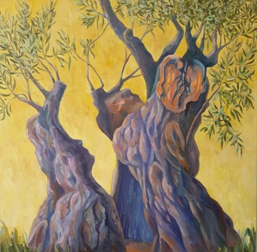 Painting titled "Eternal Tree" by Tania Kyriakidou, Original Artwork, Oil Mounted on Wood Stretcher frame