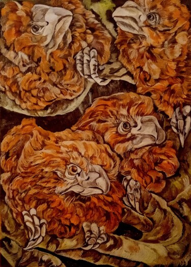 Pittura intitolato "птицы в темноте" da Tania Timakova, Opera d'arte originale, Acrilico