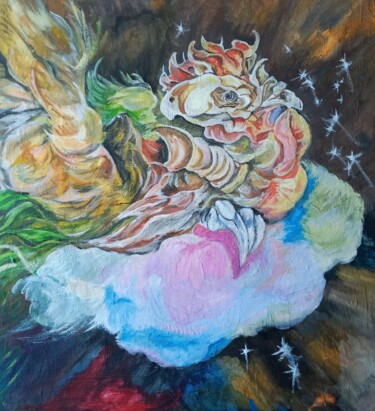 Malarstwo zatytułowany „Космический петух” autorstwa Tania Timakova, Oryginalna praca, Akryl